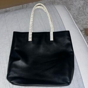 Leather tote with water snake handles!